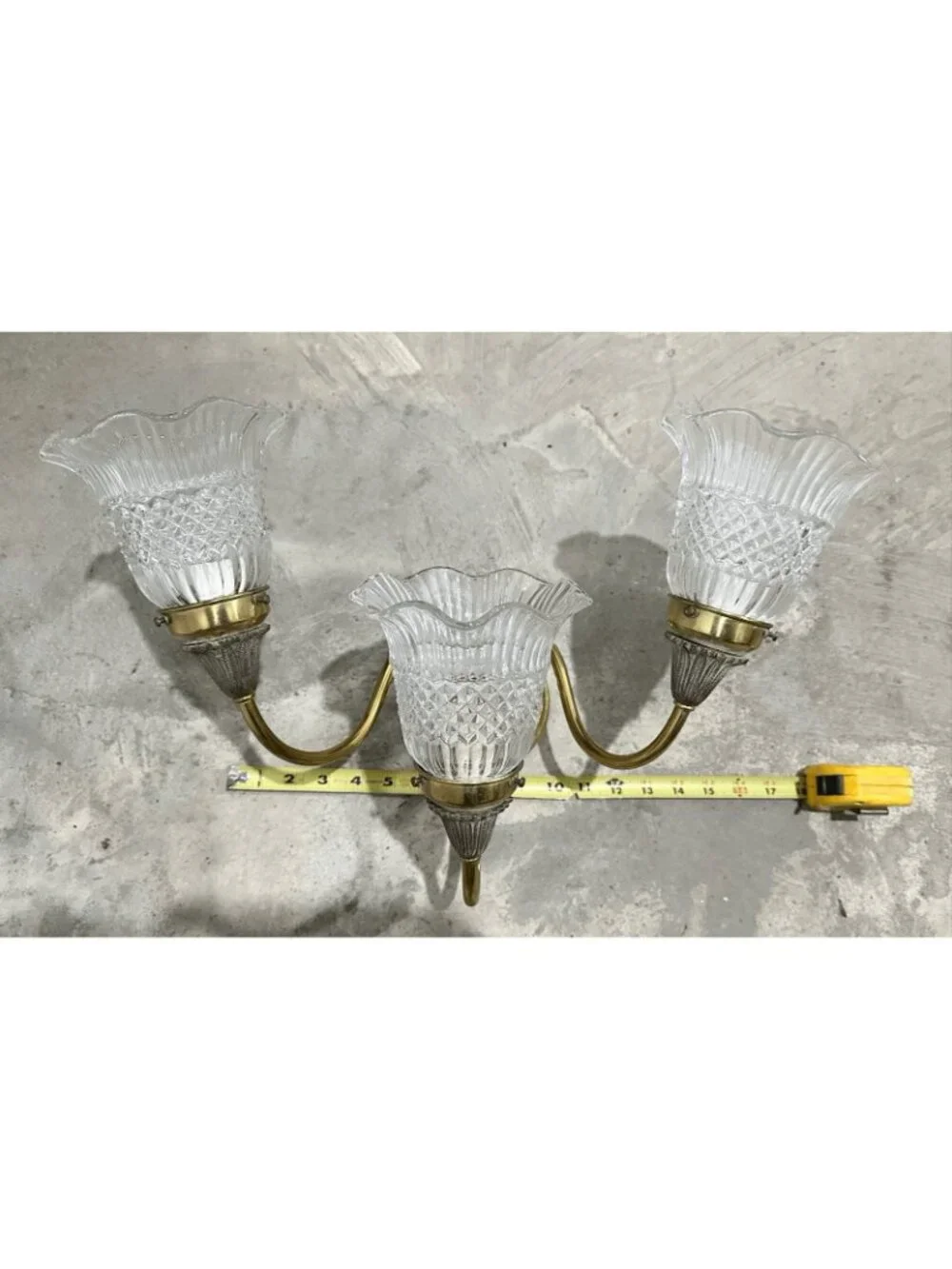 Vintage Neoclassical Style Brass Vanity Bathroom 3 Arm Wired Wall Sconce